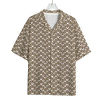 Beige And White Knitted Pattern Print Rayon Hawaiian Shirt