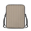 Beige And White Knitted Pattern Print Rectangular Crossbody Bag