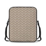 Beige And White Knitted Pattern Print Rectangular Crossbody Bag