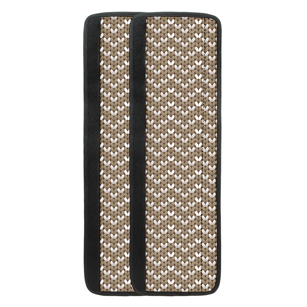 Beige And White Knitted Pattern Print Refrigerator Handle Covers