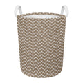 Beige And White Knitted Pattern Print Round Laundry Basket