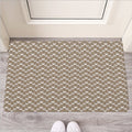 Beige And White Knitted Pattern Print Rubber Doormat