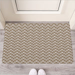 Beige And White Knitted Pattern Print Rubber Doormat