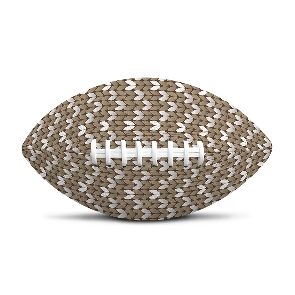 Beige And White Knitted Pattern Print Rugby Ball