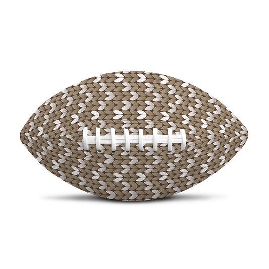 Beige And White Knitted Pattern Print Rugby Ball