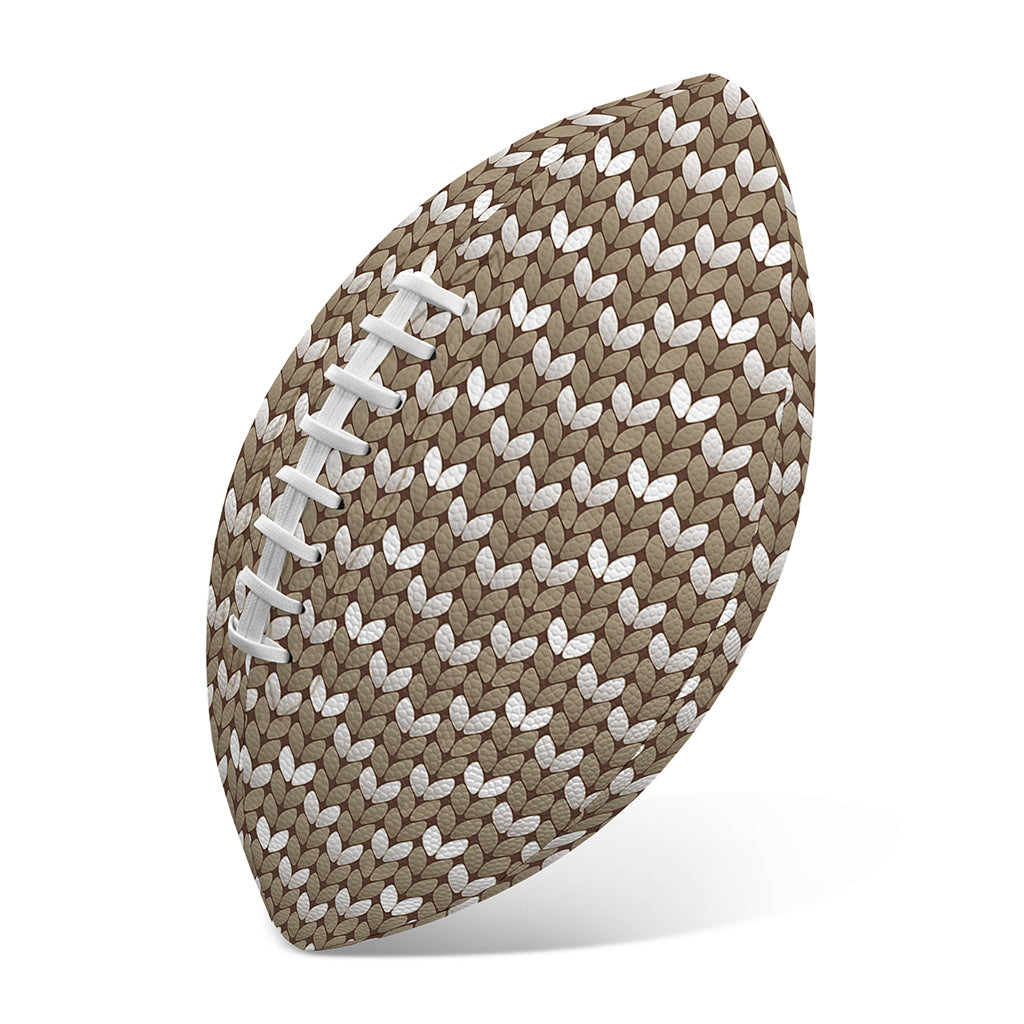Beige And White Knitted Pattern Print Rugby Ball