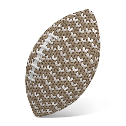 Beige And White Knitted Pattern Print Rugby Ball