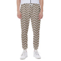 Beige And White Knitted Pattern Print Joggers