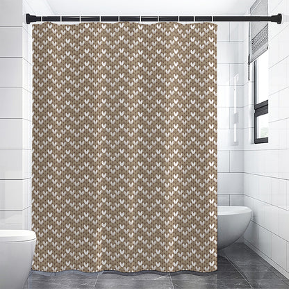 Beige And White Knitted Pattern Print Shower Curtain