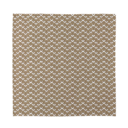 Beige And White Knitted Pattern Print Silk Bandana