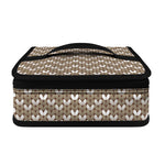 Beige And White Knitted Pattern Print Small Lunch Bag