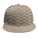 Beige And White Knitted Pattern Print Snapback Cap