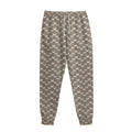 Beige And White Knitted Pattern Print Sweatpants