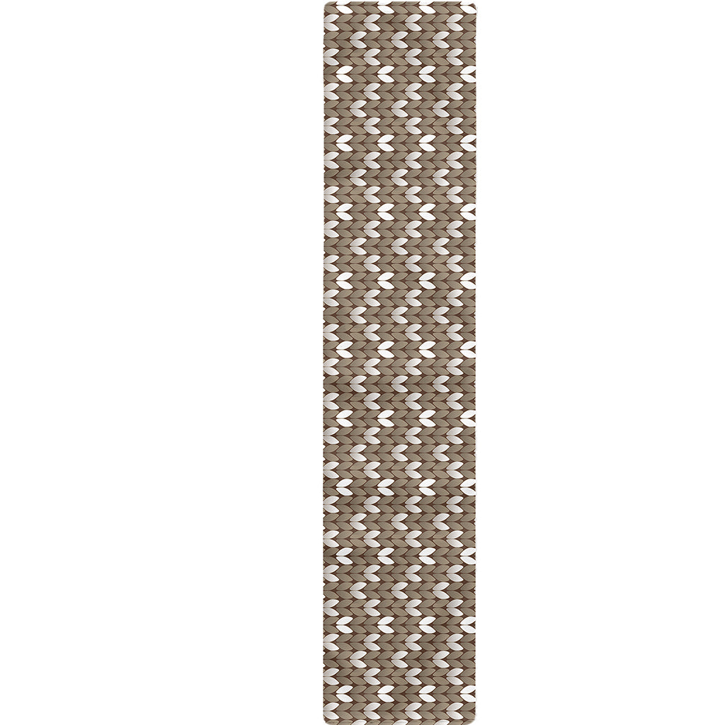 Beige And White Knitted Pattern Print Table Runner