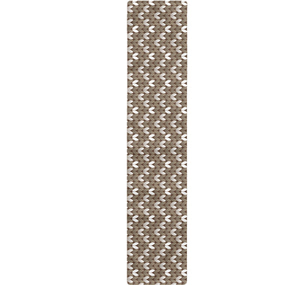 Beige And White Knitted Pattern Print Table Runner