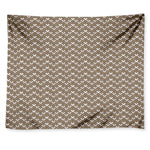 Beige And White Knitted Pattern Print Tapestry