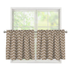 Beige And White Knitted Pattern Print Tier Curtains