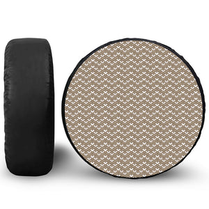 Beige And White Knitted Pattern Print Tire Cover