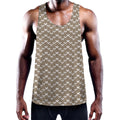 Beige And White Knitted Pattern Print Men's Workout Tank Top