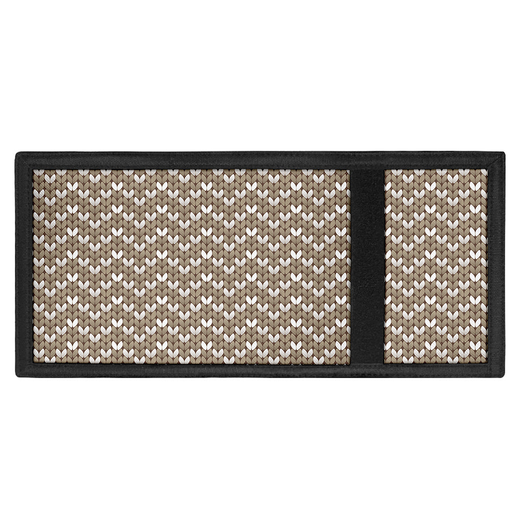 Beige And White Knitted Pattern Print Trifold Wallet