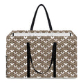 Beige And White Knitted Pattern Print Utility Tote Bag