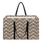 Beige And White Knitted Pattern Print Utility Tote Bag