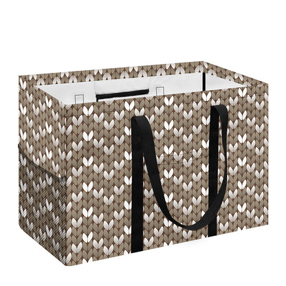 Beige And White Knitted Pattern Print Utility Tote Bag