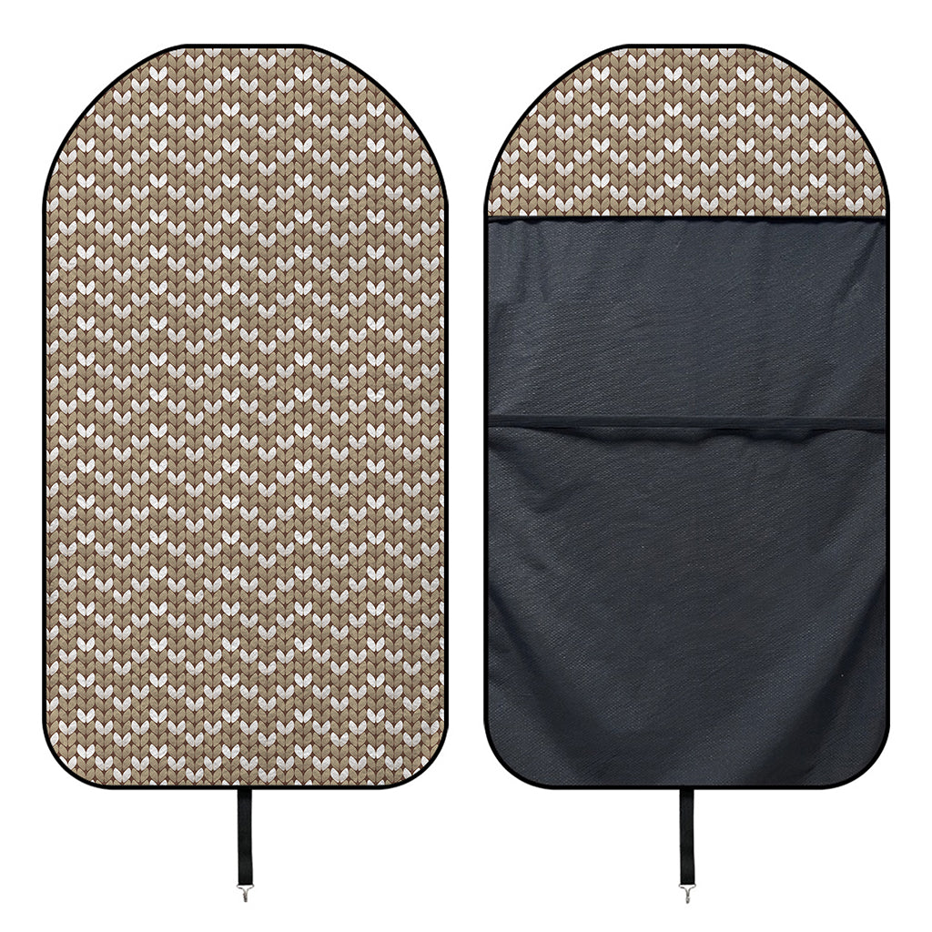 Beige And White Knitted Pattern Print Waterproof Car Seat Cover