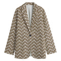 Beige And White Knitted Pattern Print Women's Blazer