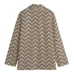 Beige And White Knitted Pattern Print Women's Blazer