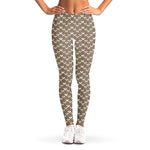 Beige And White Knitted Pattern Print Women's Leggings