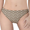 Beige And White Knitted Pattern Print Women's Thong