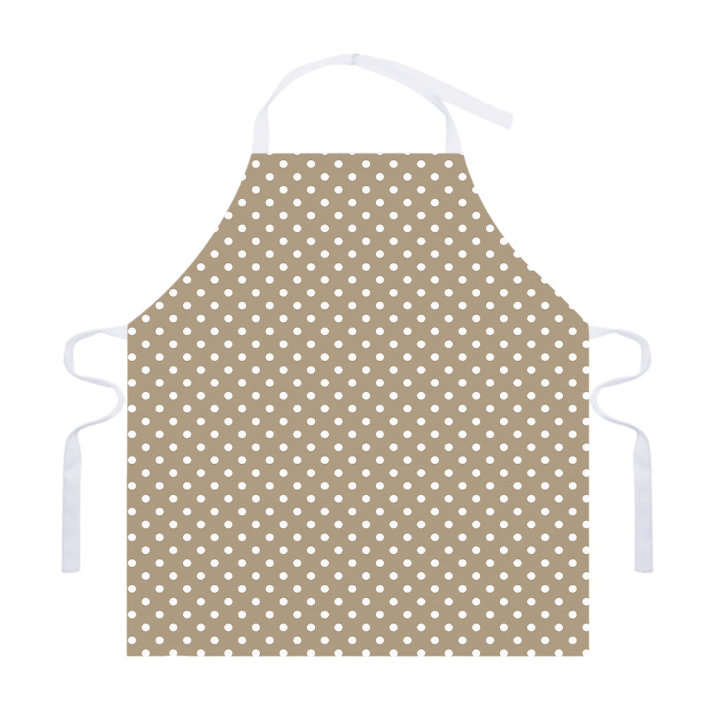 Beige And White Polka Dot Pattern Print Adjustable Apron
