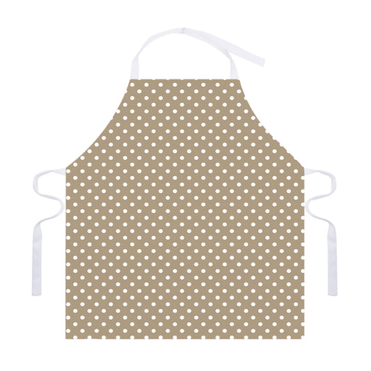 Beige And White Polka Dot Pattern Print Adjustable Apron