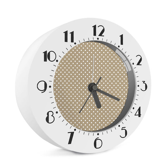 Beige And White Polka Dot Pattern Print Alarm Clock