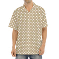Beige And White Polka Dot Pattern Print Aloha Shirt