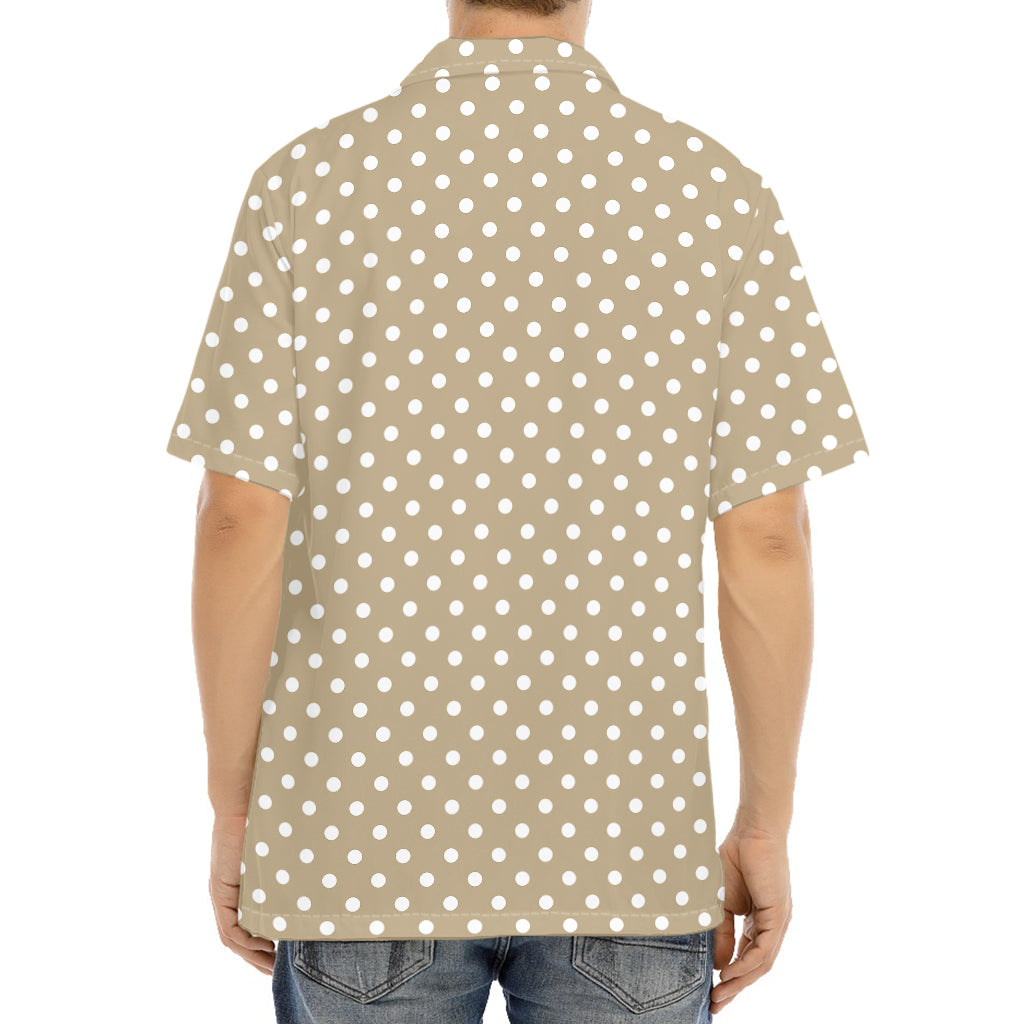 Beige And White Polka Dot Pattern Print Aloha Shirt
