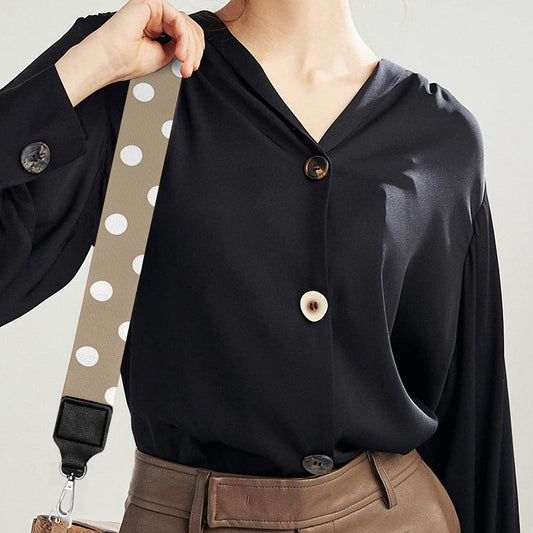 Beige And White Polka Dot Pattern Print Bag Strap