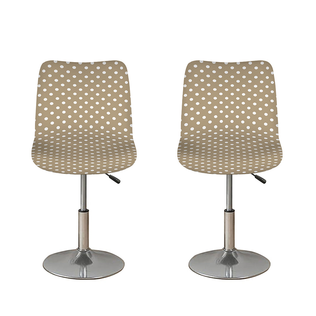 Beige And White Polka Dot Pattern Print Bar Stool Covers