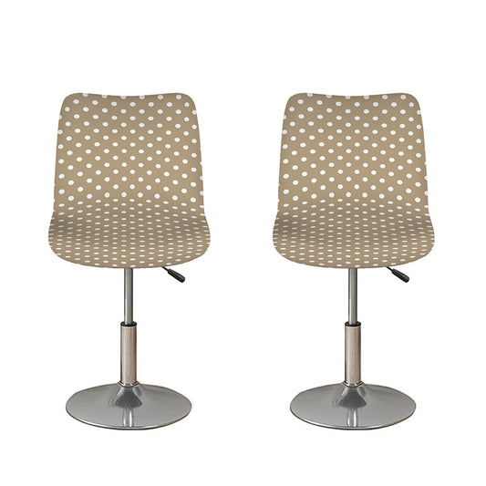 Beige And White Polka Dot Pattern Print Bar Stool Covers
