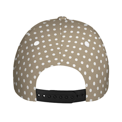 Beige And White Polka Dot Pattern Print Baseball Cap
