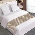 Beige And White Polka Dot Pattern Print Bed Runner