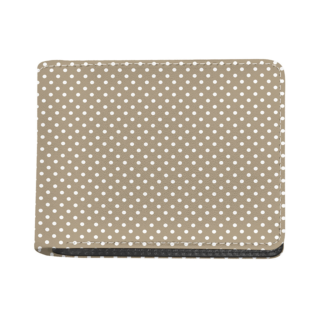 Beige And White Polka Dot Pattern Print Bifold Wallet