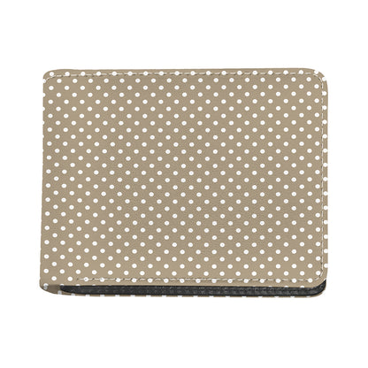 Beige And White Polka Dot Pattern Print Bifold Wallet