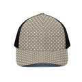 Beige And White Polka Dot Pattern Print Black Mesh Trucker Hat