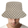 Beige And White Polka Dot Pattern Print Bucket Hat