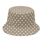 Beige And White Polka Dot Pattern Print Bucket Hat