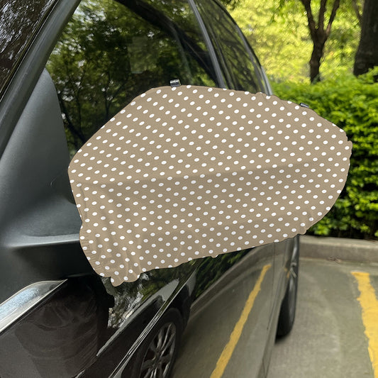 Beige And White Polka Dot Pattern Print Car Side Mirror Covers