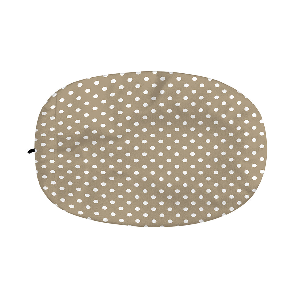 Beige And White Polka Dot Pattern Print Car Side Mirror Covers