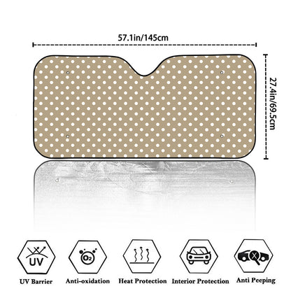Beige And White Polka Dot Pattern Print Car Windshield Sun Shade